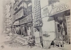 北京画室场景速写店铺街道范画赏