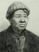 北京画室素描人像老年妇女范画赏