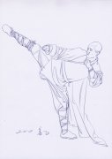 北京画室人物速写武僧习武范画赏