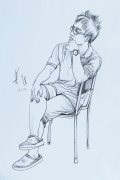 北京画室人物素描坐姿仰视青年范