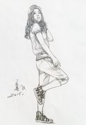 北京画室人物速写侧身女孩范画赏