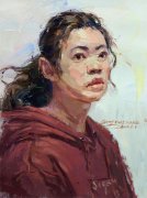 北京画室色彩头像红衣妇女范画赏